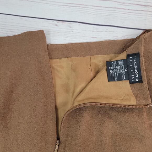 Liz Claiborne Collection size 14 brown knee length straight skit 100% wool - Picture 4 of 6